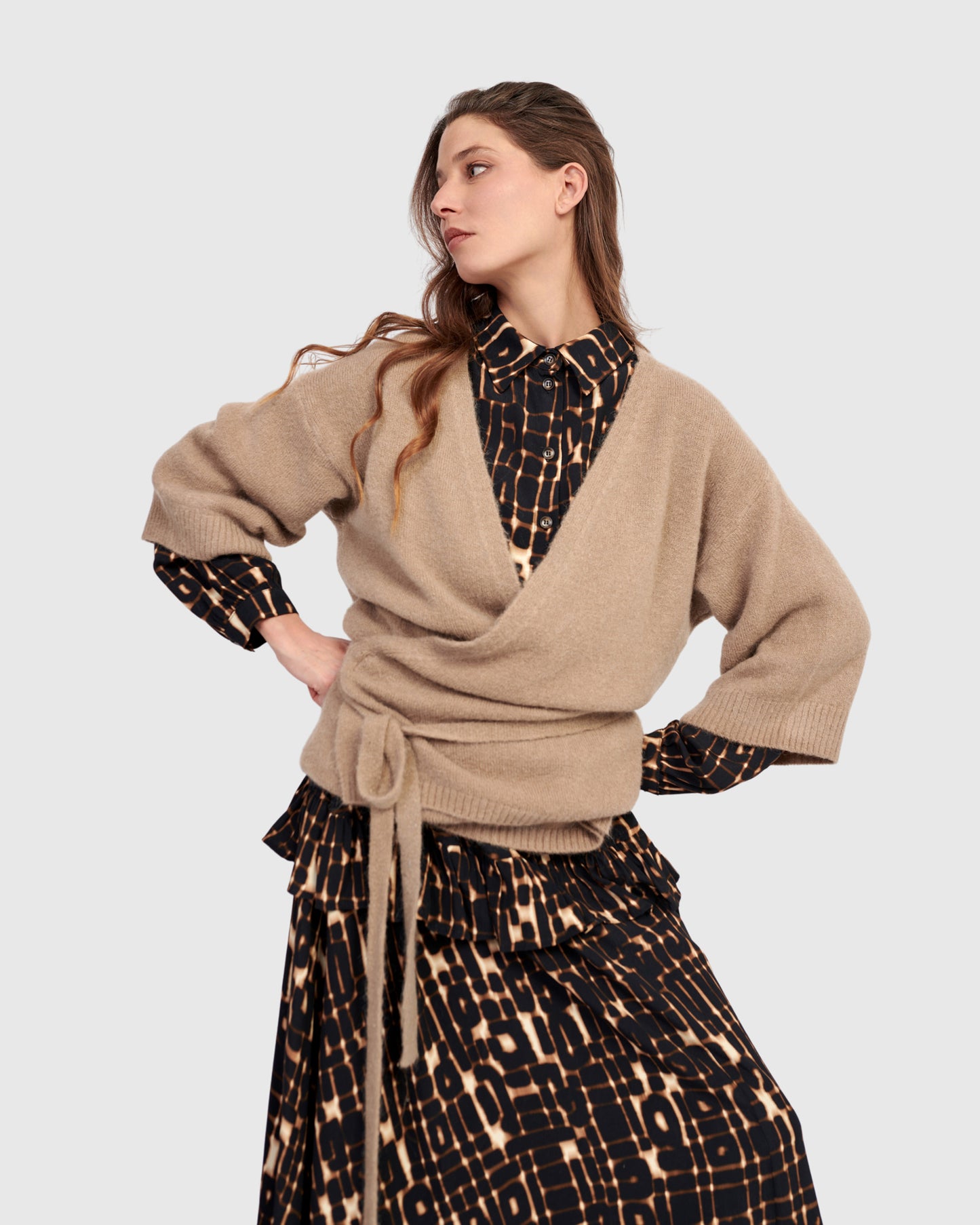 קרדיגן קימונו חול