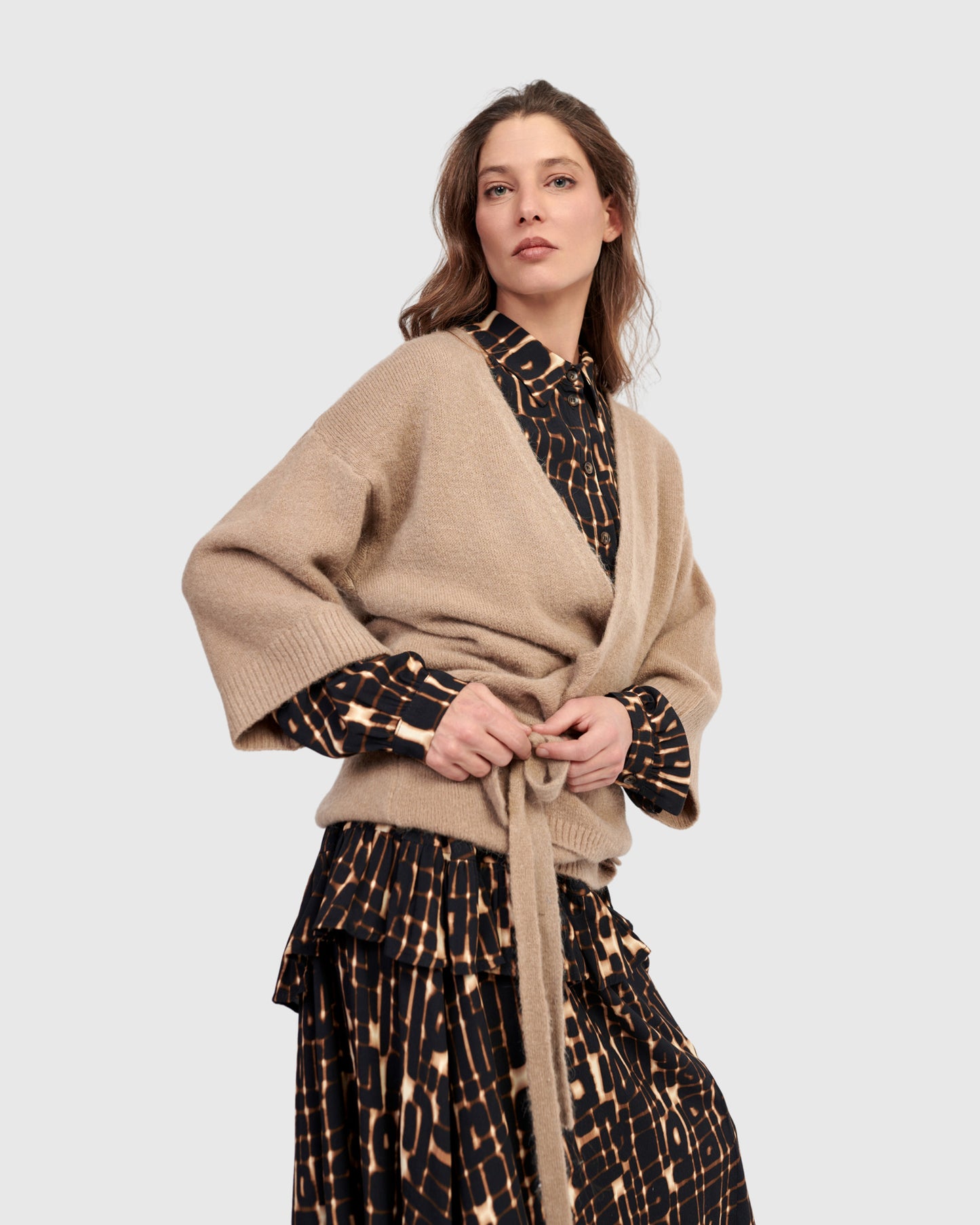 קרדיגן קימונו חול