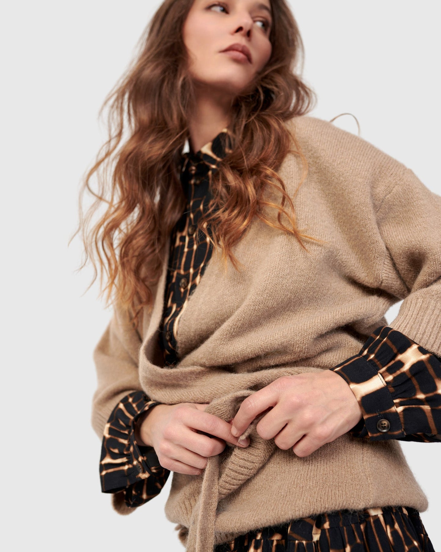 קרדיגן קימונו חול