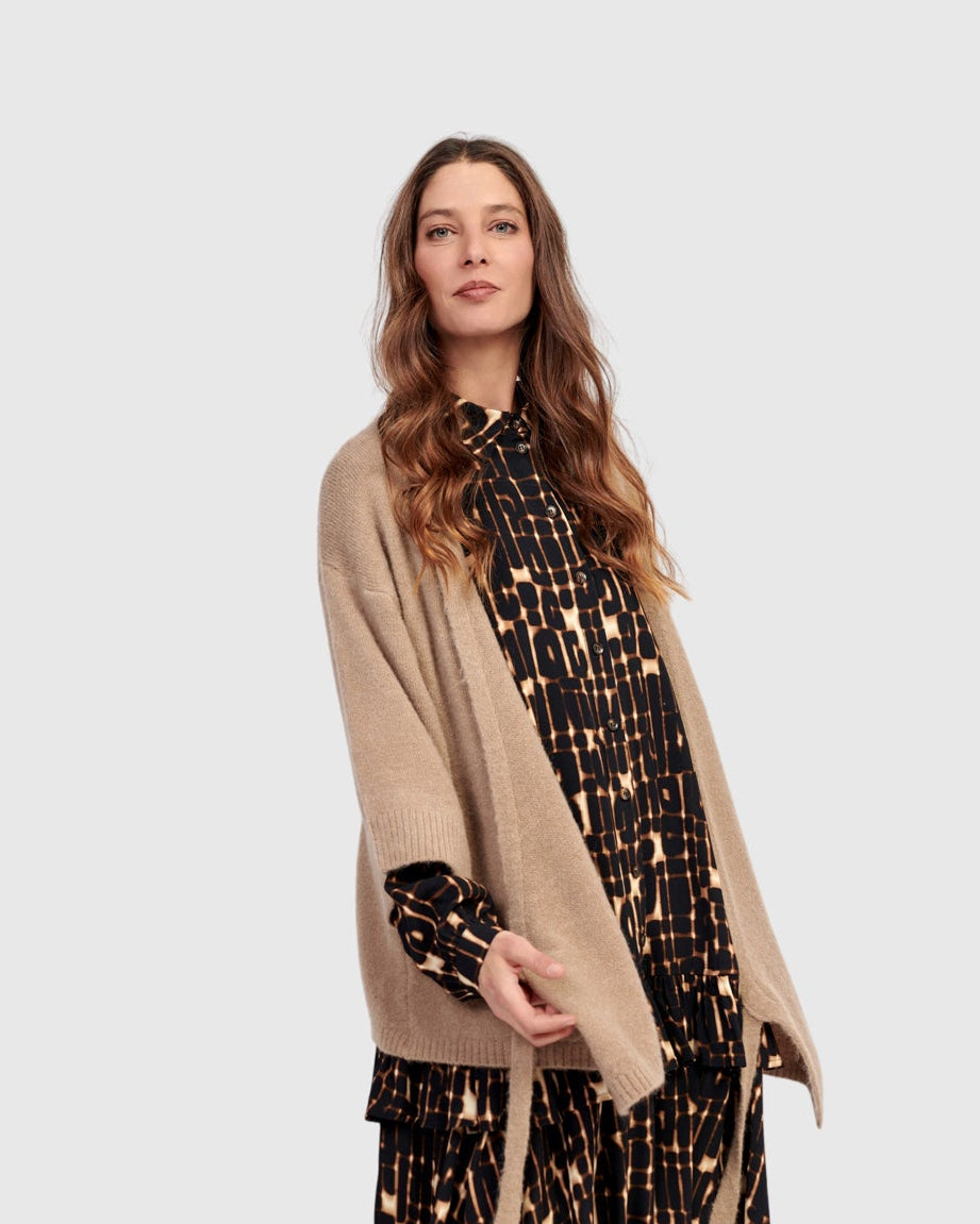 קרדיגן קימונו חול