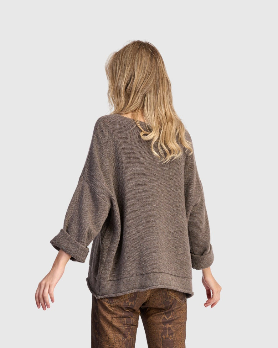 סוודר כיס חום