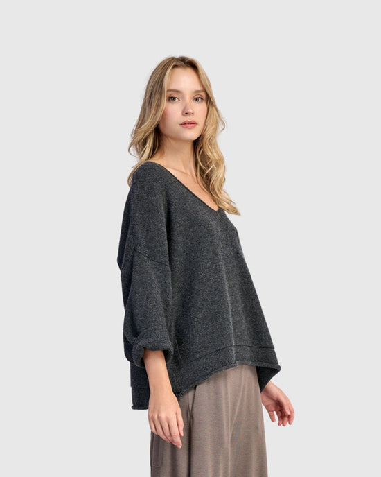 סוודר כיס אפור