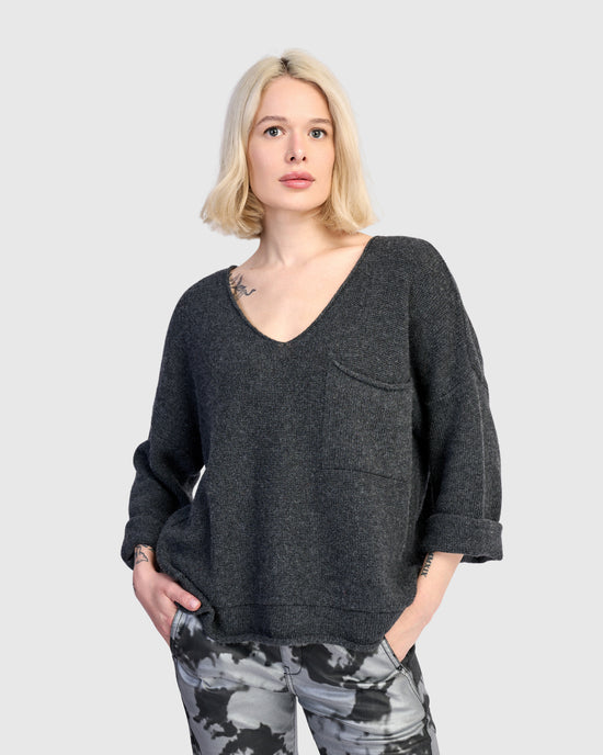 סוודר כיס אפור