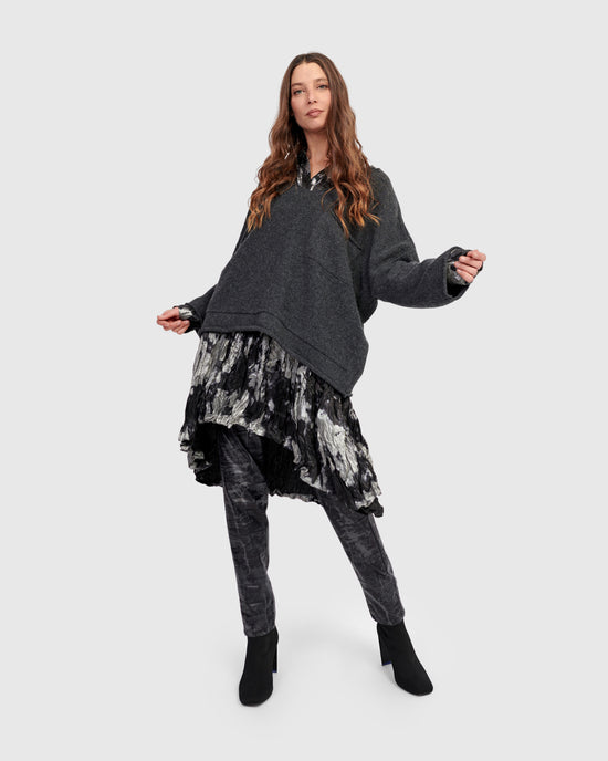 סוודר כיס אפור