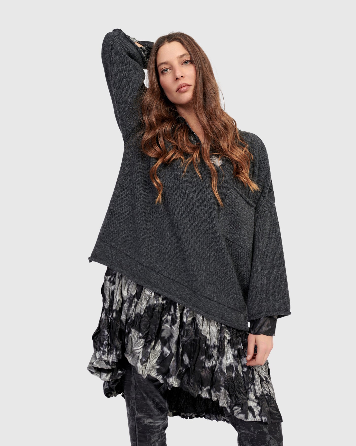 סוודר כיס אפור