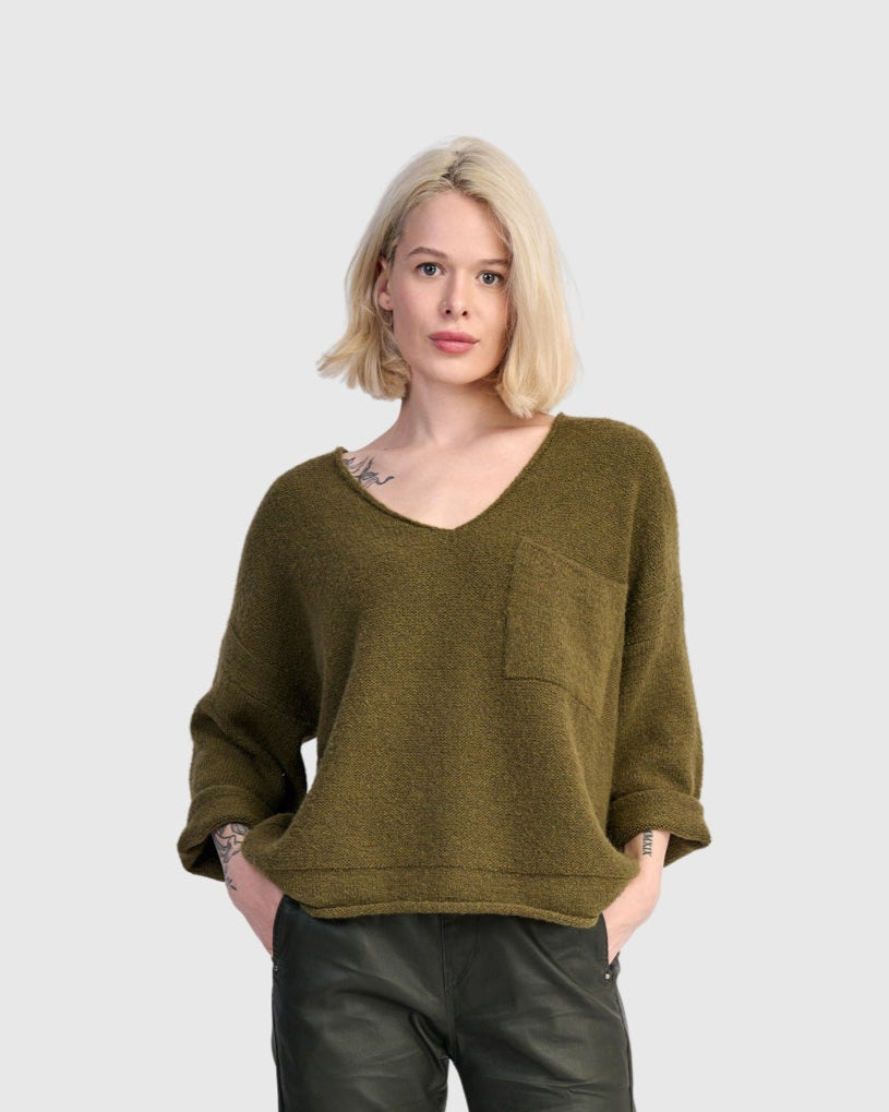 סוודר כיס חאקי