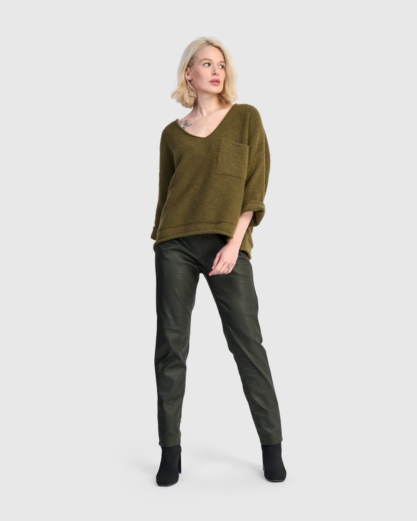 סוודר כיס חאקי