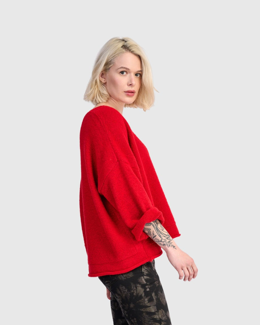 סוודר כיס אדום