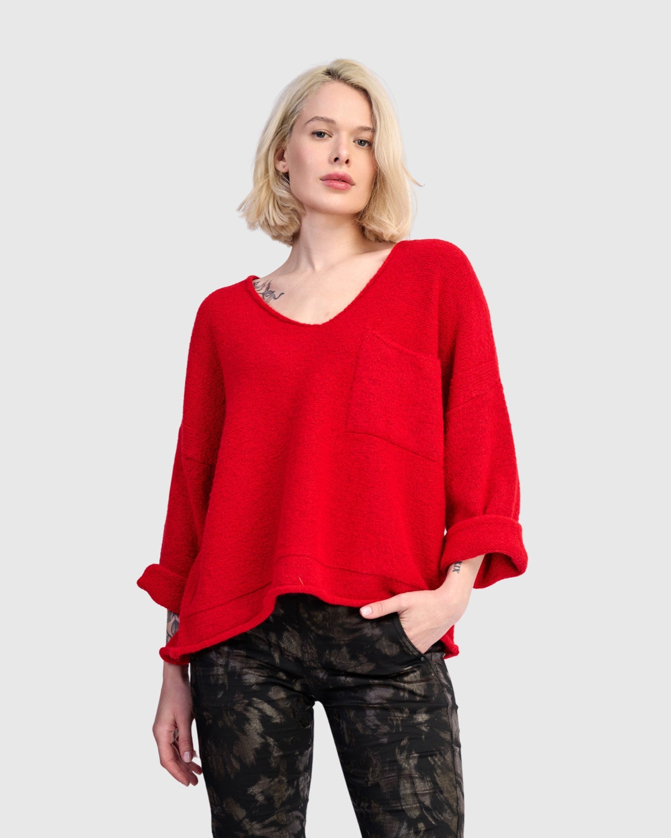 סוודר כיס אדום