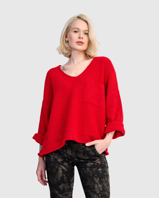 סוודר כיס אדום