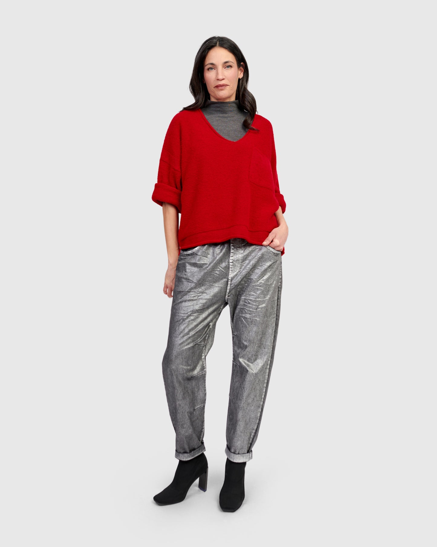 סוודר כיס אדום