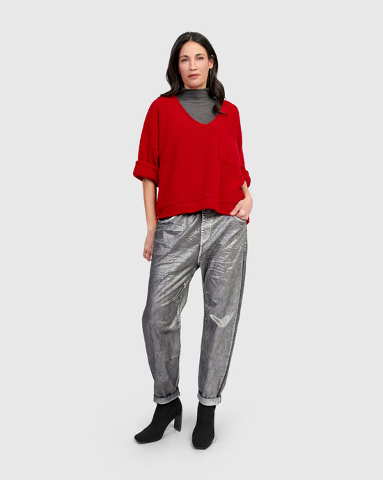 סוודר כיס אדום