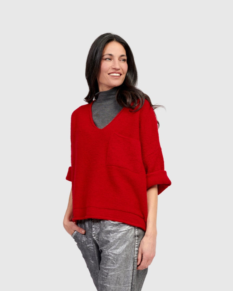 סוודר כיס אדום