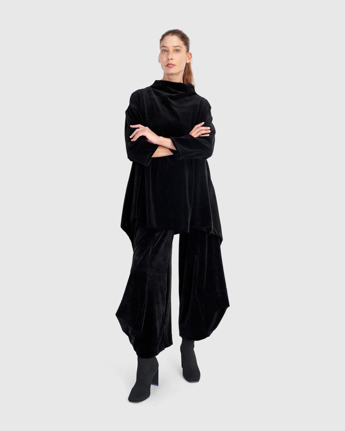 מכנסי פונטו קטיפה שחור