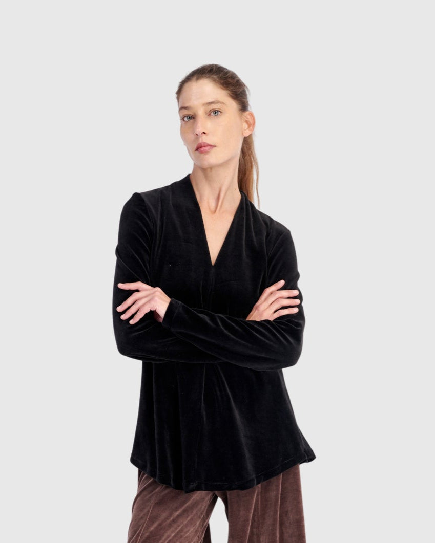 טוניקה דובדבנית קטיפה שחורה