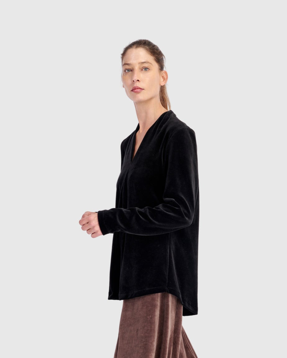 טוניקה דובדבנית קטיפה שחורה