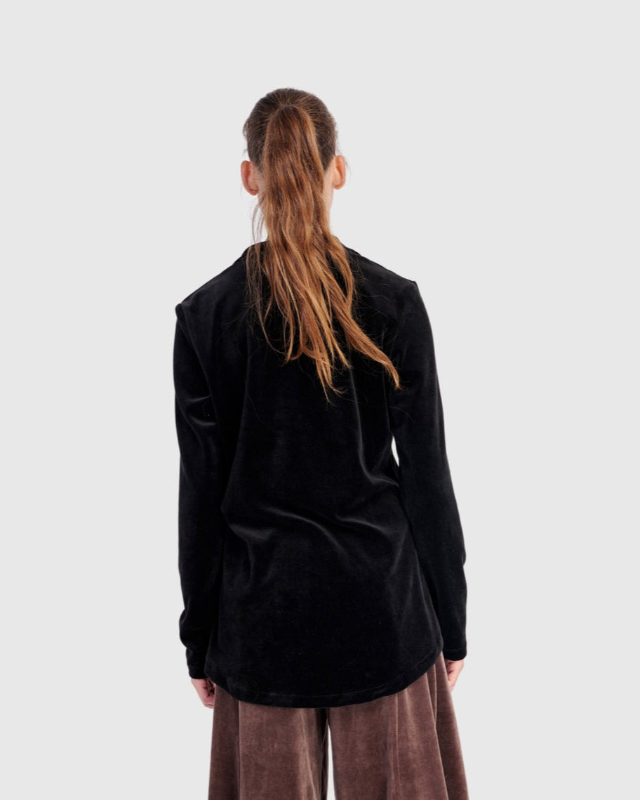 טוניקה דובדבנית קטיפה שחורה