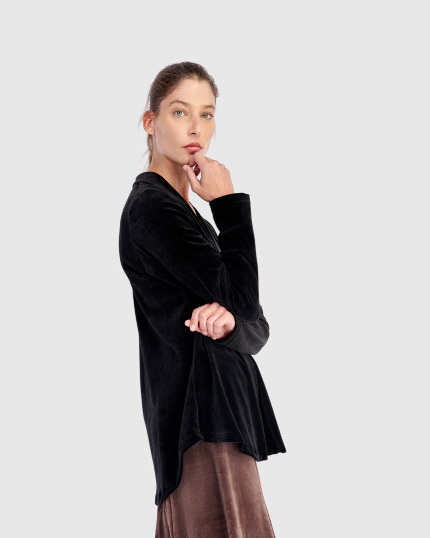 טוניקה דובדבנית קטיפה שחורה