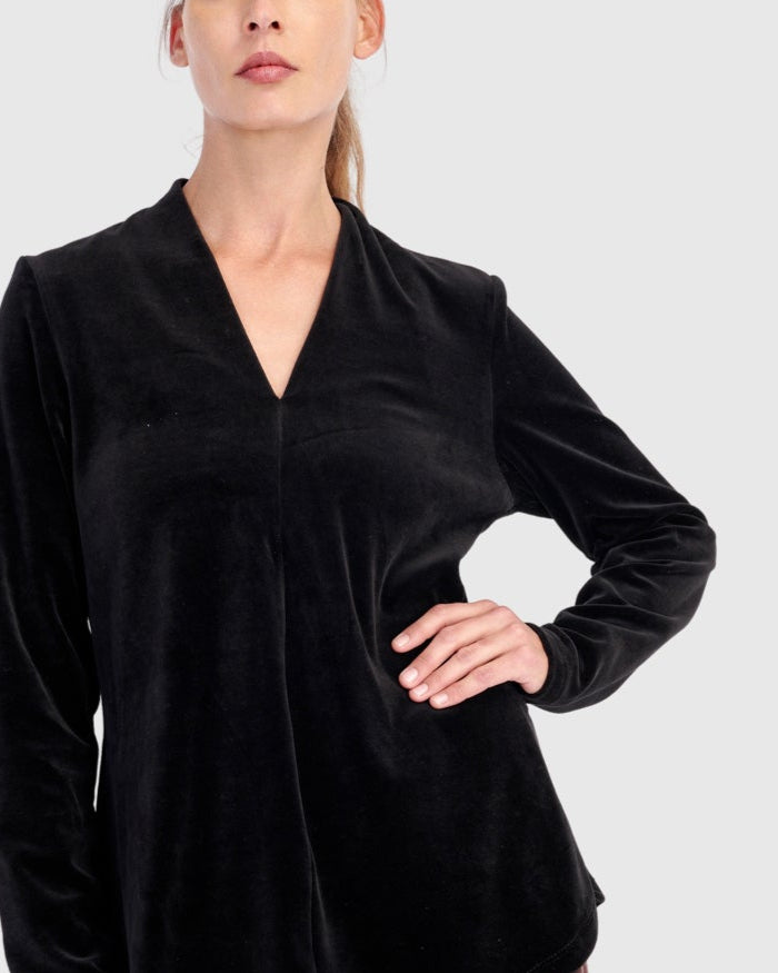 טוניקה דובדבנית קטיפה שחורה