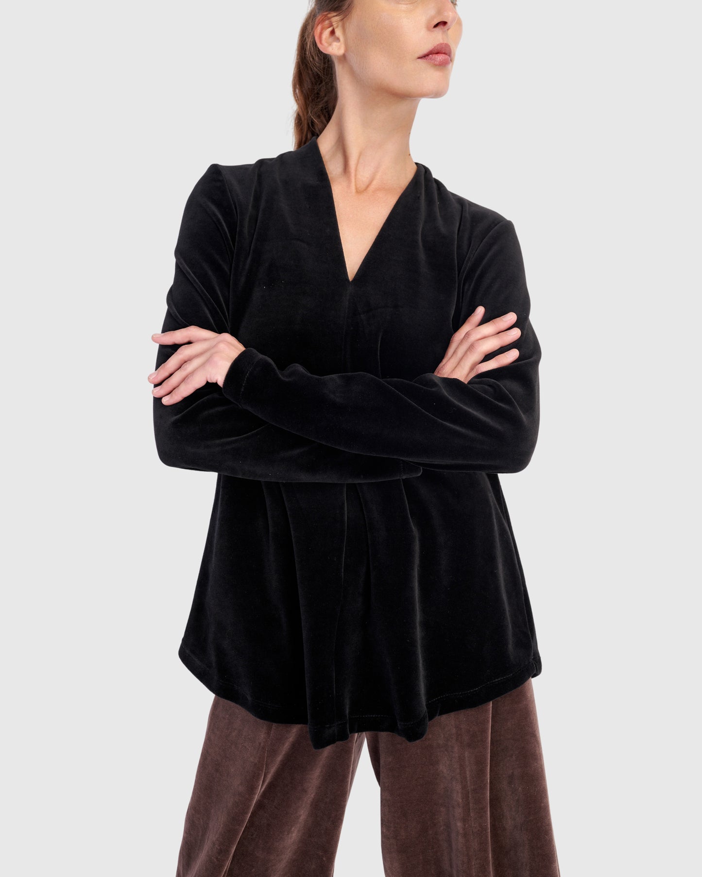 טוניקה דובדבנית קטיפה שחורה