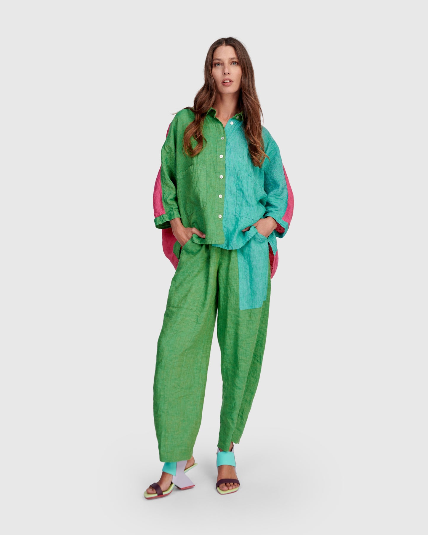 חולצה פשתן קולורבלוק טרופיקל