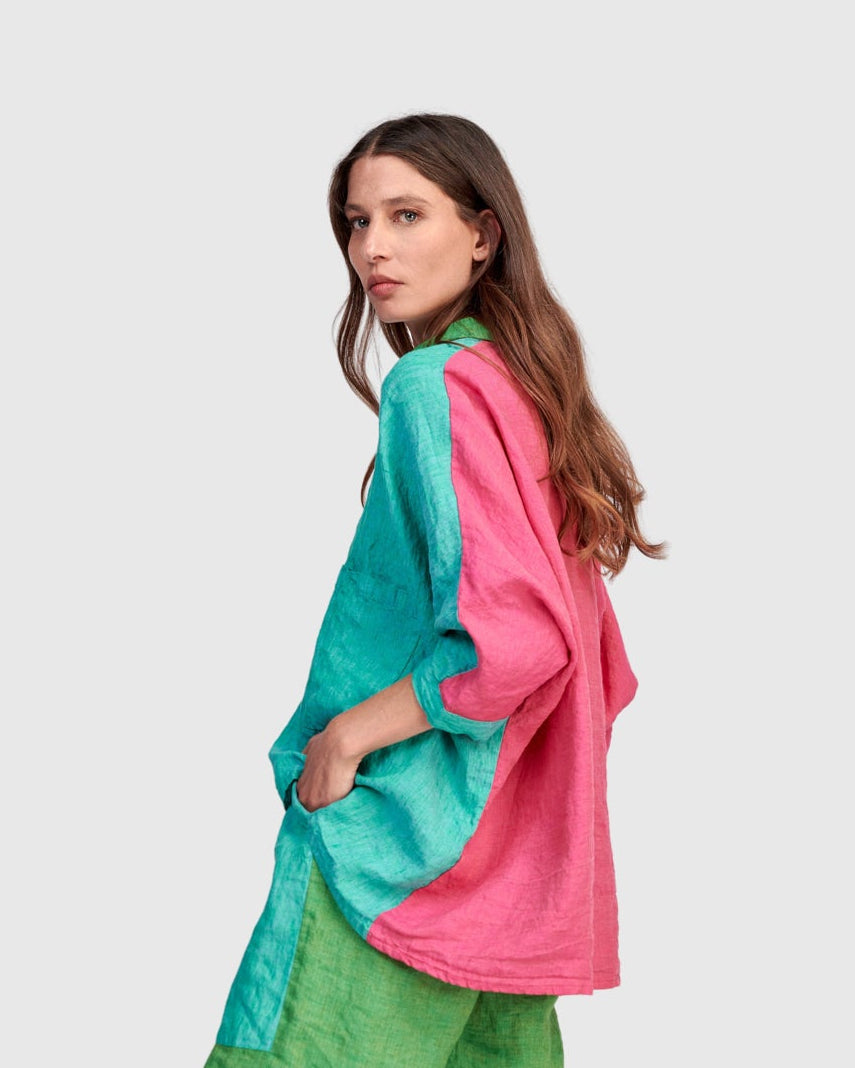 חולצה פשתן קולורבלוק טרופיקל