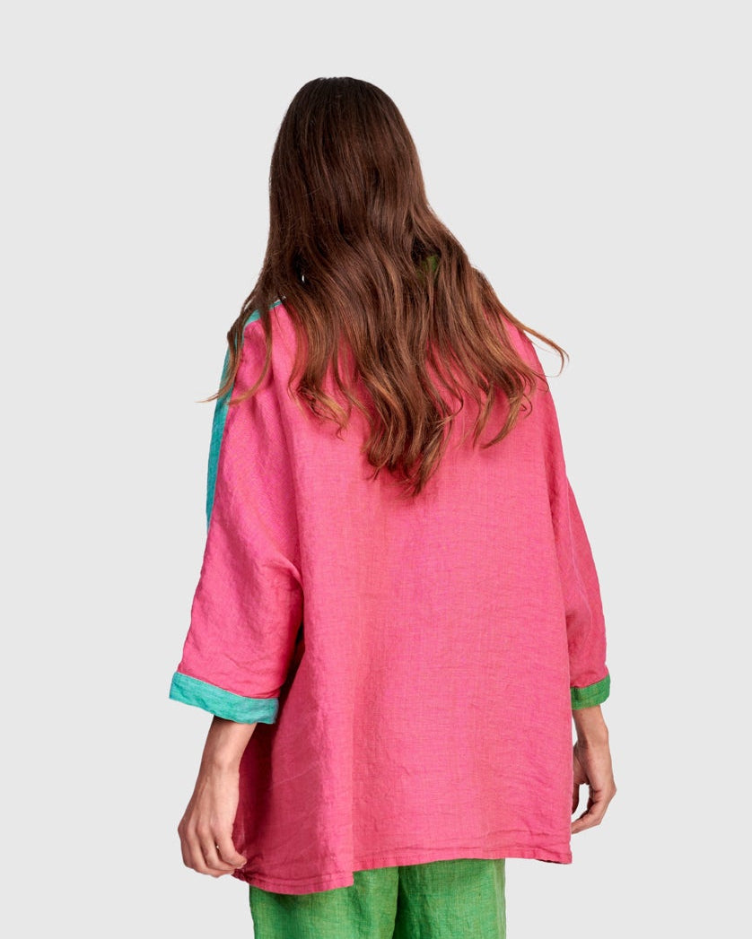 חולצה פשתן קולורבלוק טרופיקל