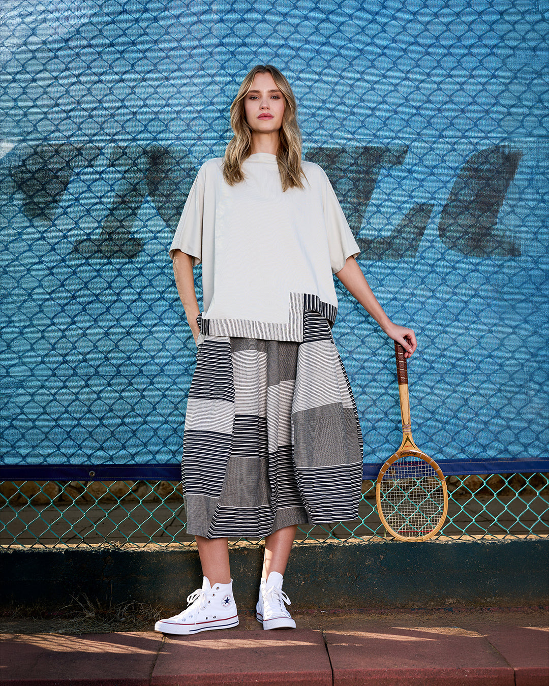 חצאית אורבן פשתן אבן