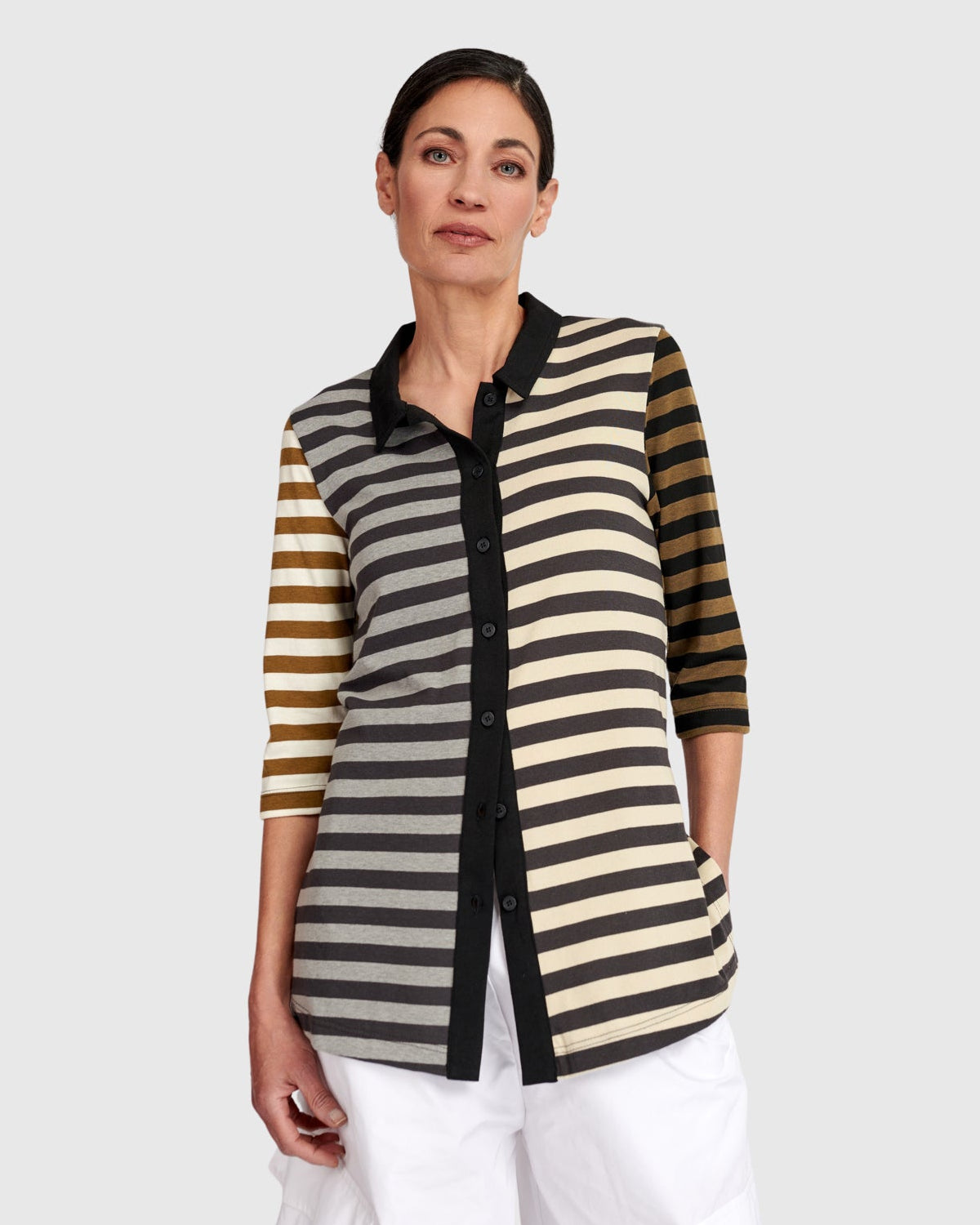 חולצה אורבן גילי פולו שילוב פסים