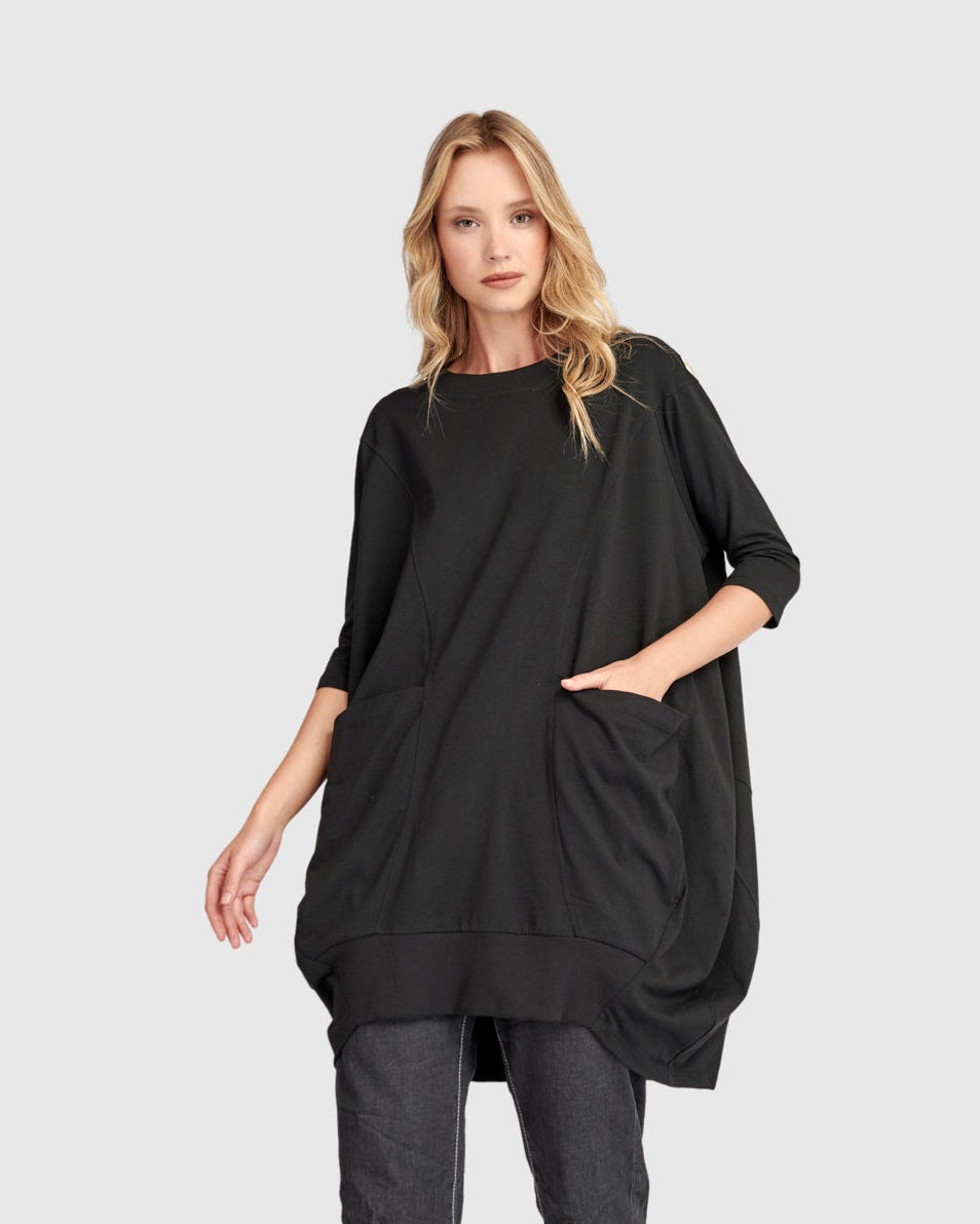 טוניקה אורבן כיסים שחורה