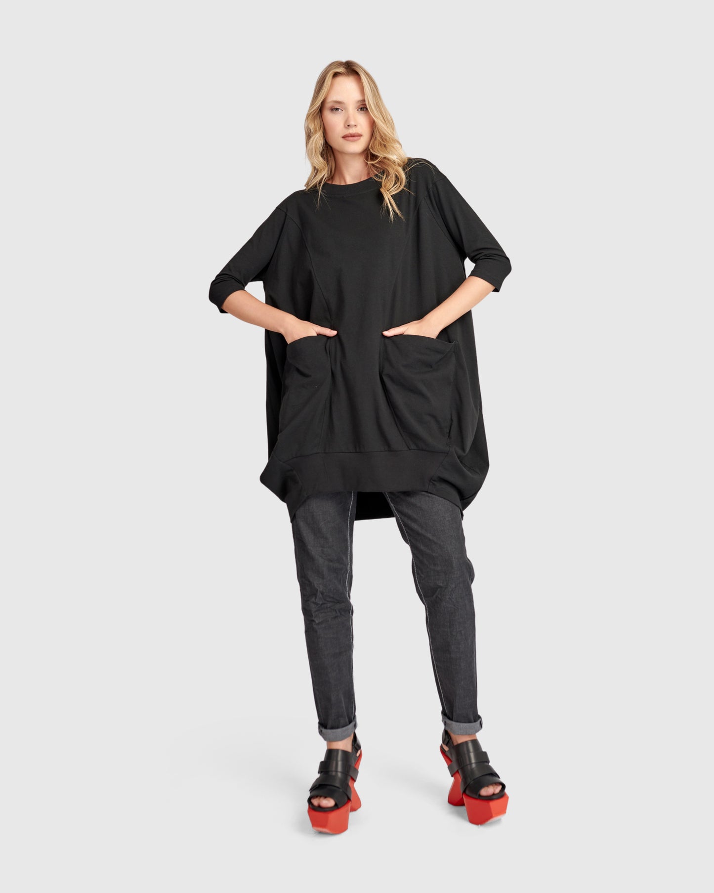 טוניקה אורבן כיסים שחורה