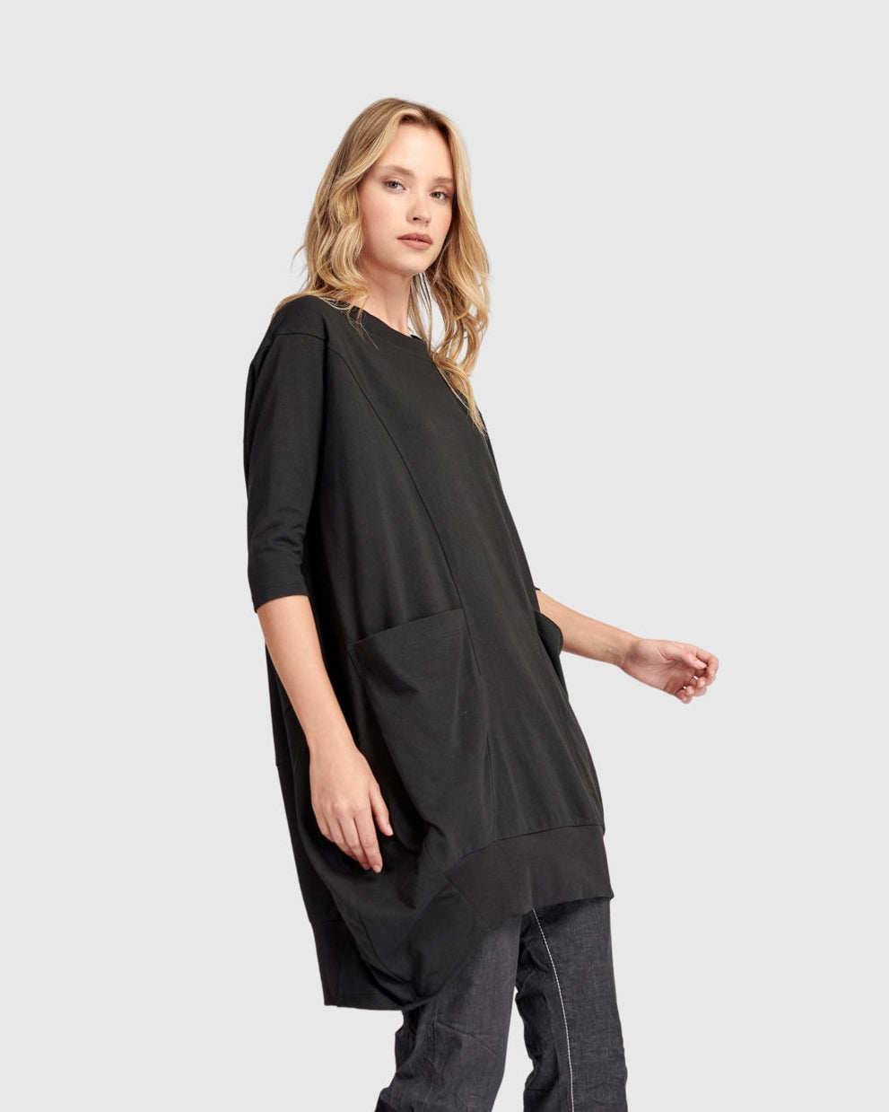 טוניקה אורבן כיסים שחורה