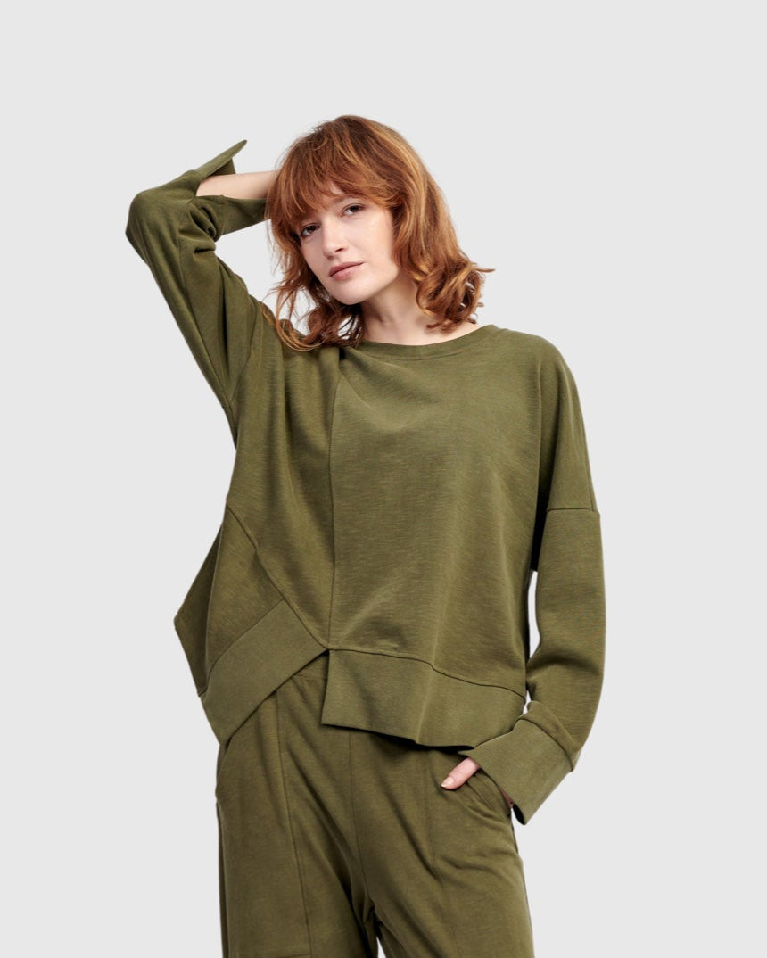 סווטשירט אורבן מחולק זית