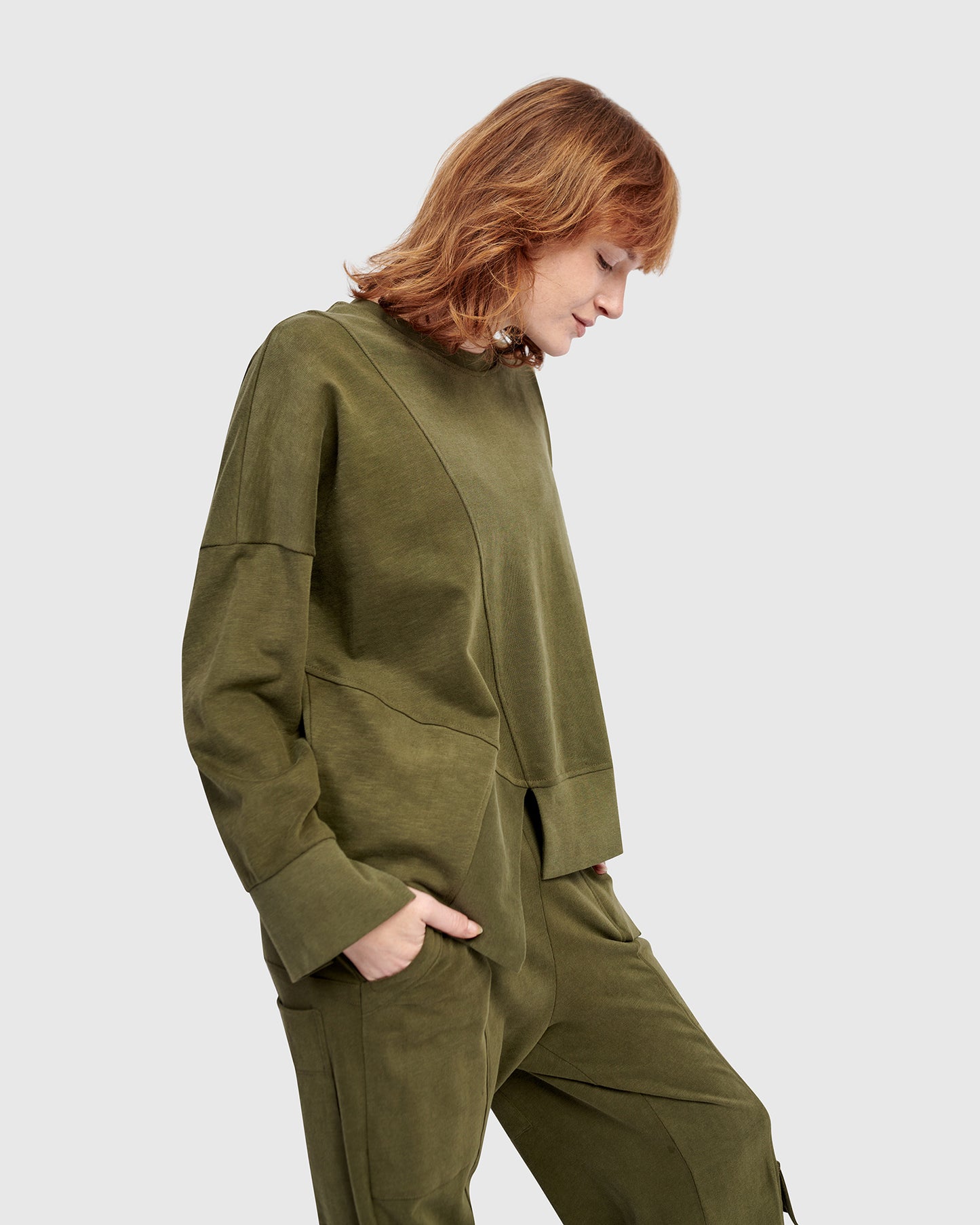 סווטשירט אורבן מחולק זית