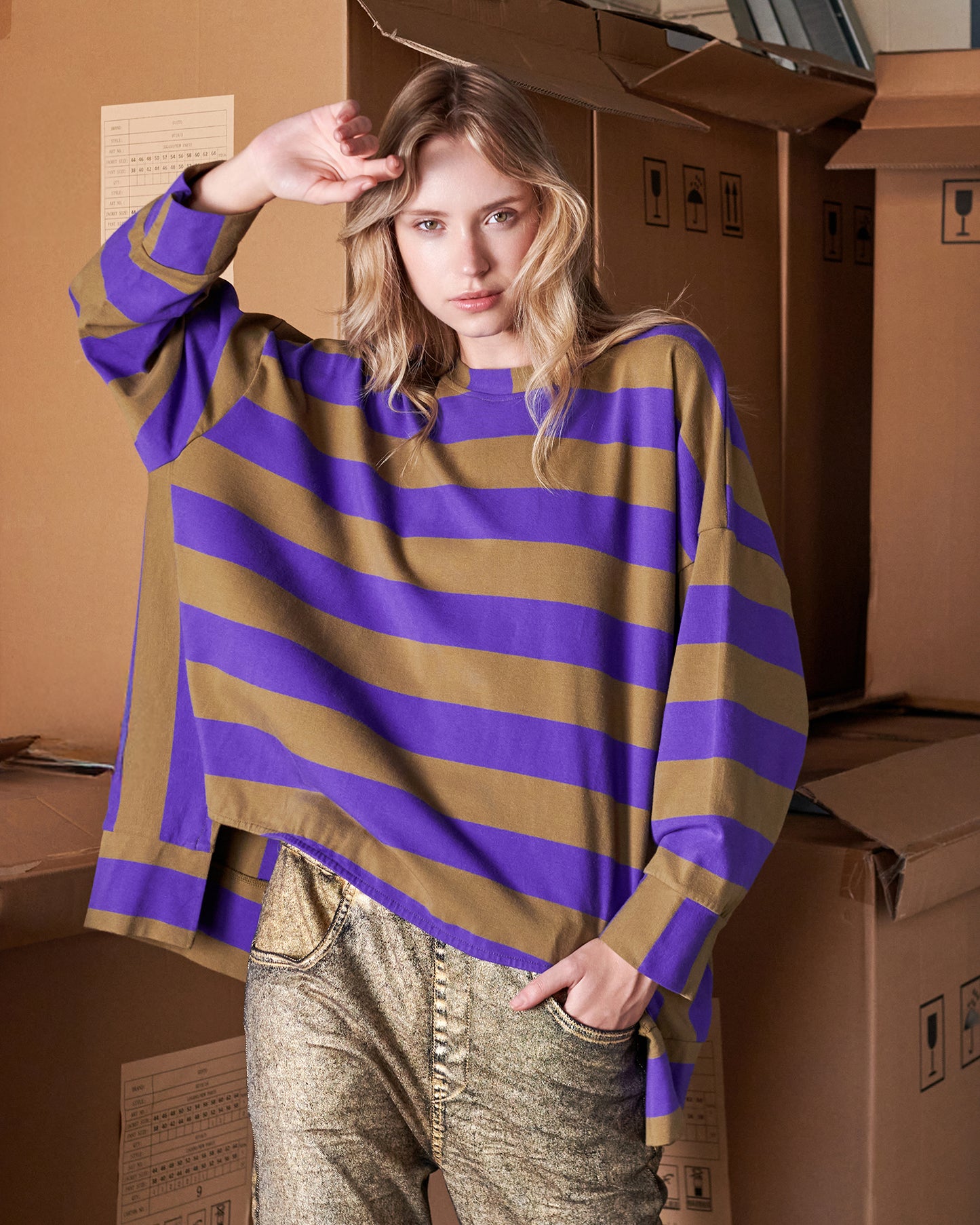 סווטשירט אורבן פסים סגול