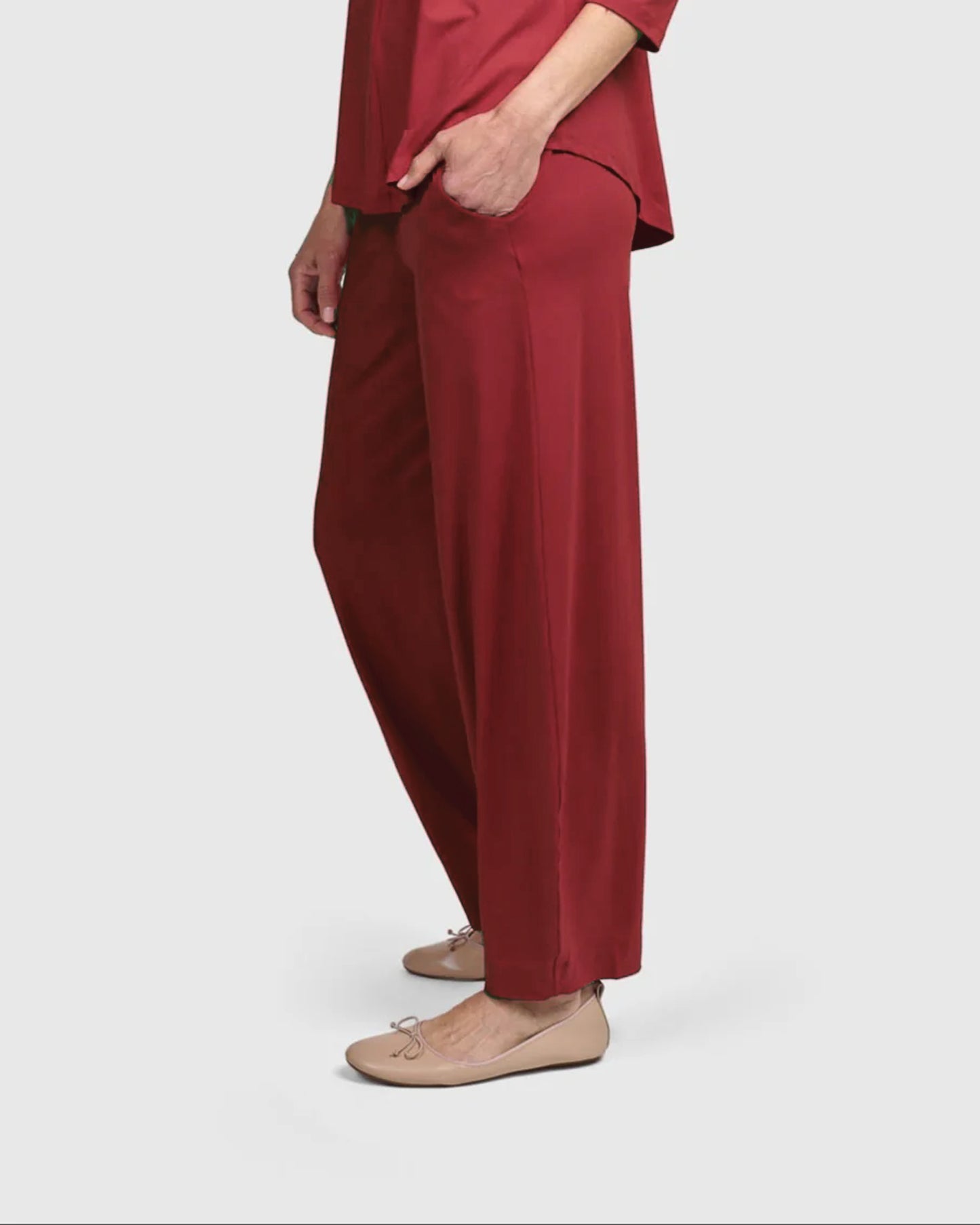 מכנסי פונטו משופר בורדו