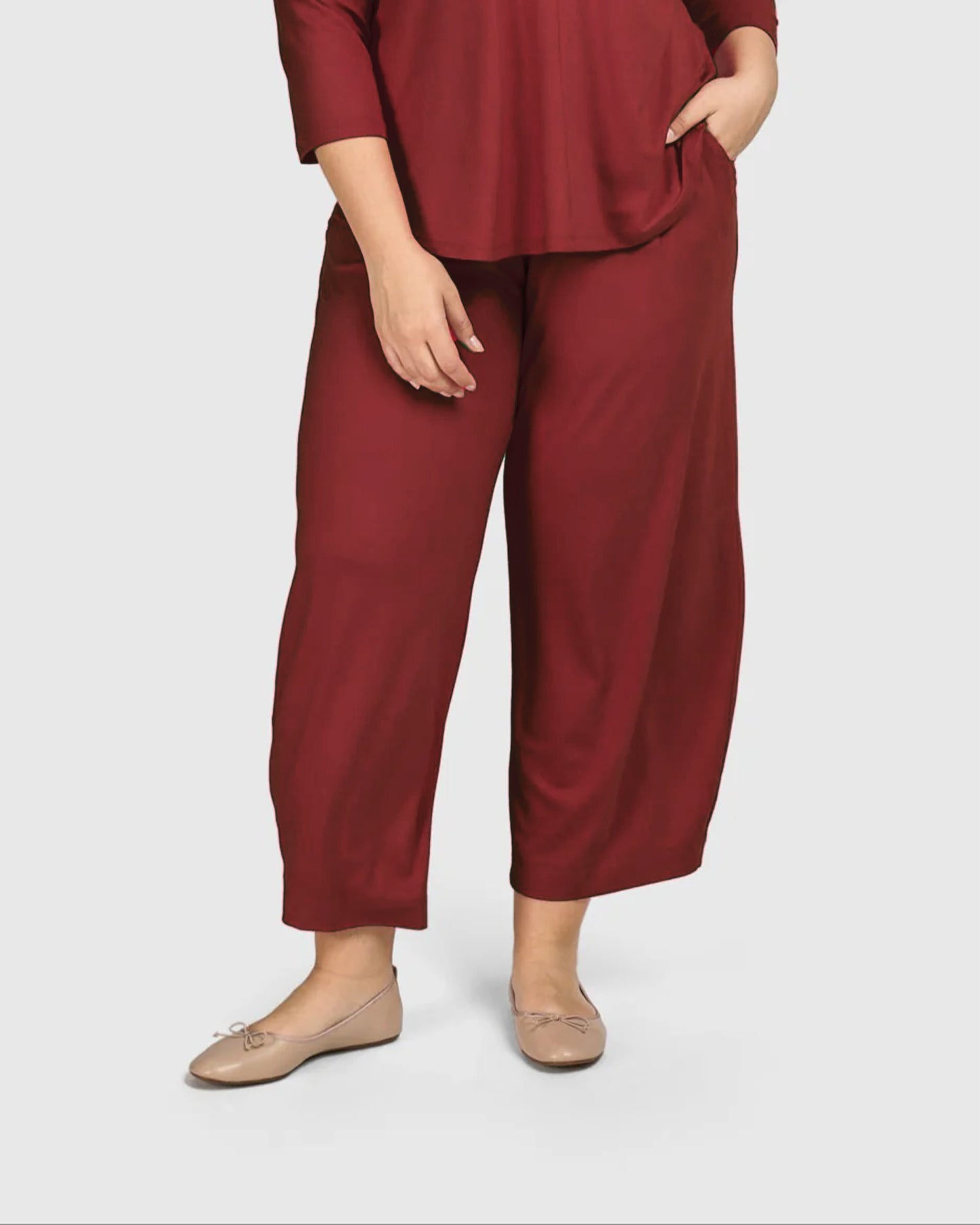 מכנסי פונטו משופר בורדו