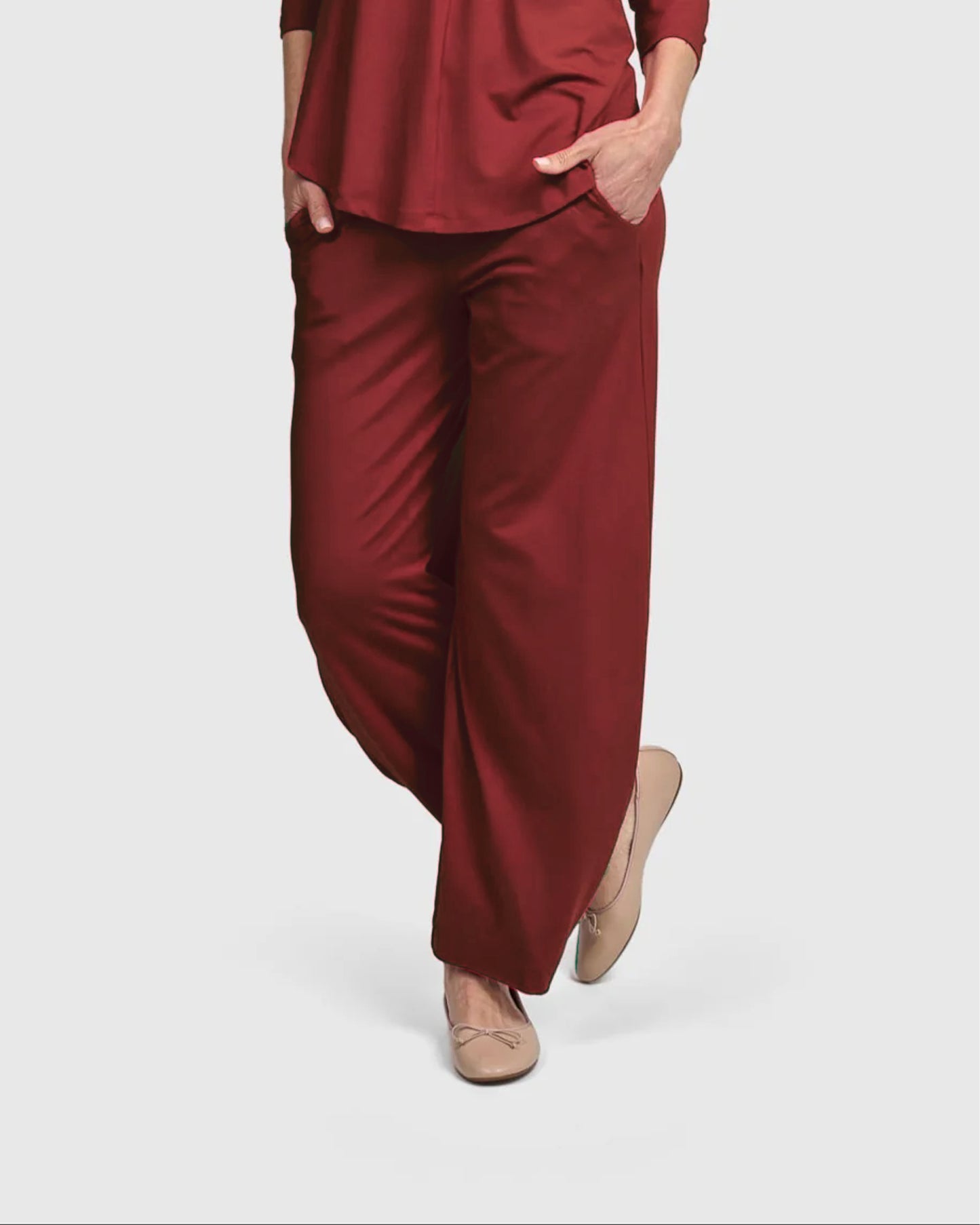 מכנסי פונטו משופר בורדו