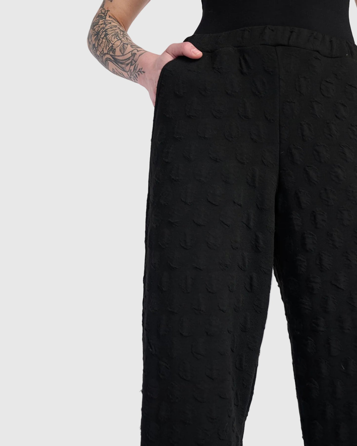 מכנסי בסטי חורפי שחור מקומט