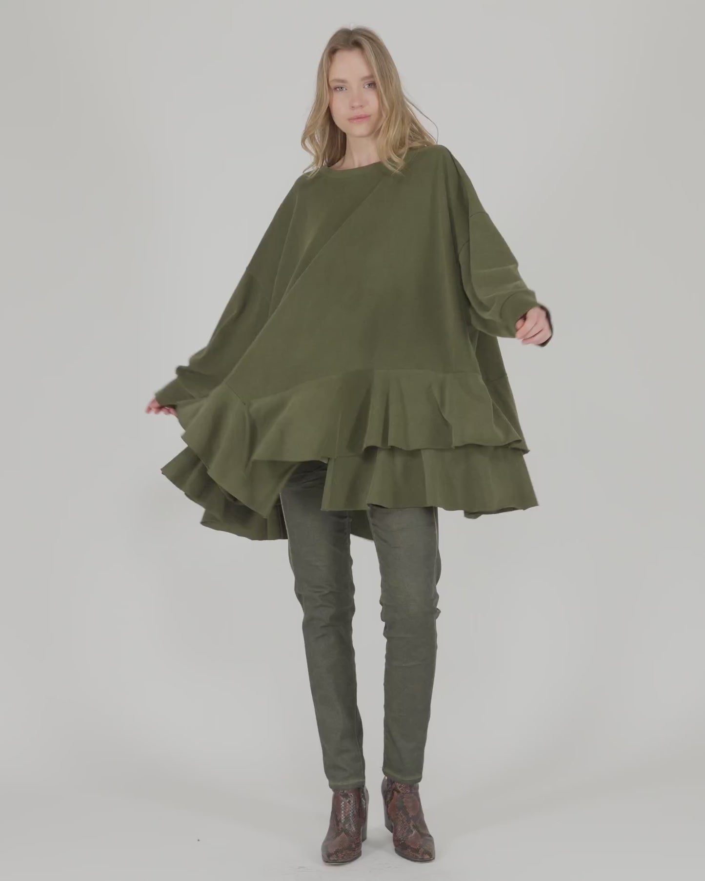 להעלות ולנגן וידיאו לגלריית צפיה, סווטשירט אורבן וולנים זית
