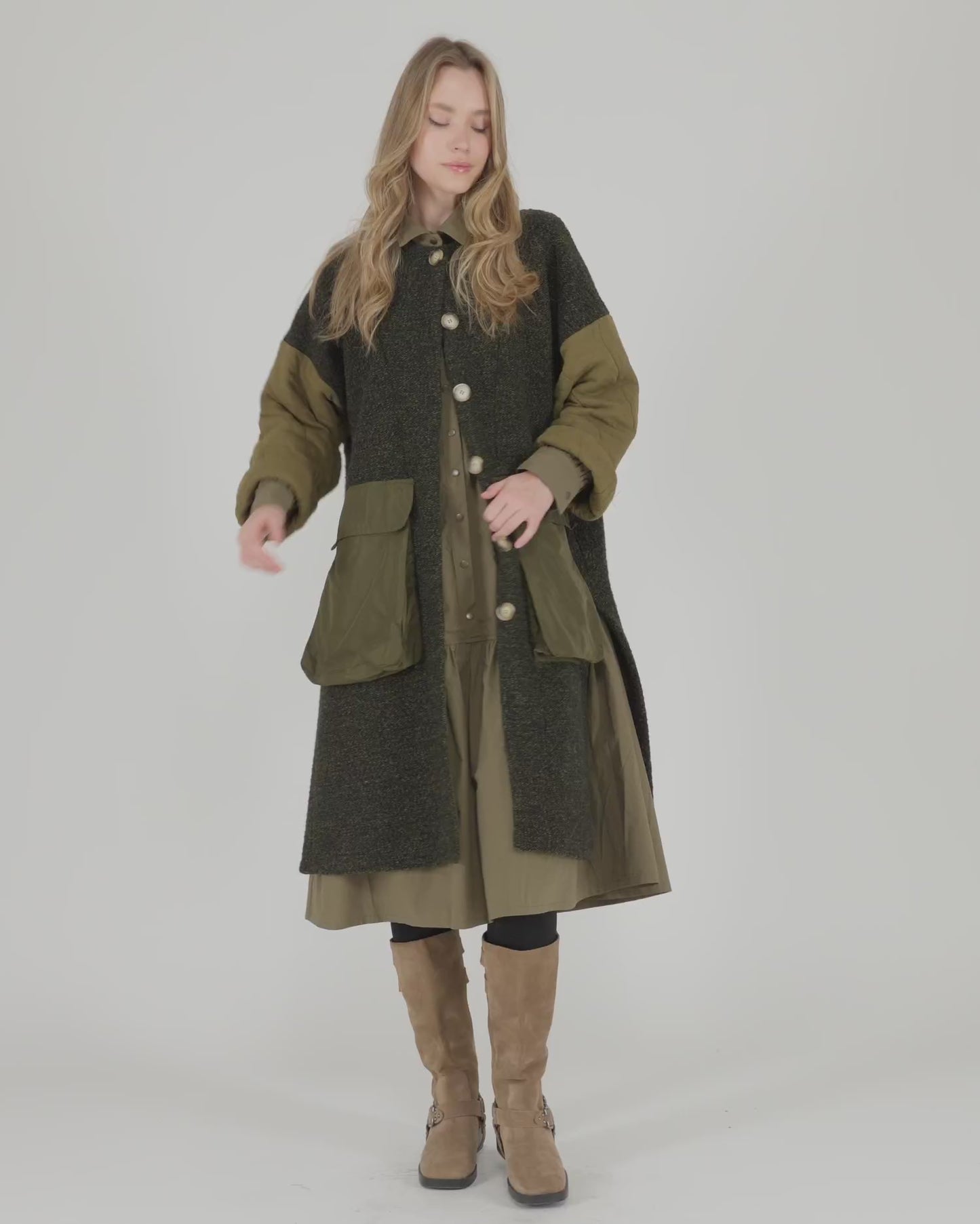 להעלות ולנגן וידיאו לגלריית צפיה, מעיל אורבן טוויד חאקי
