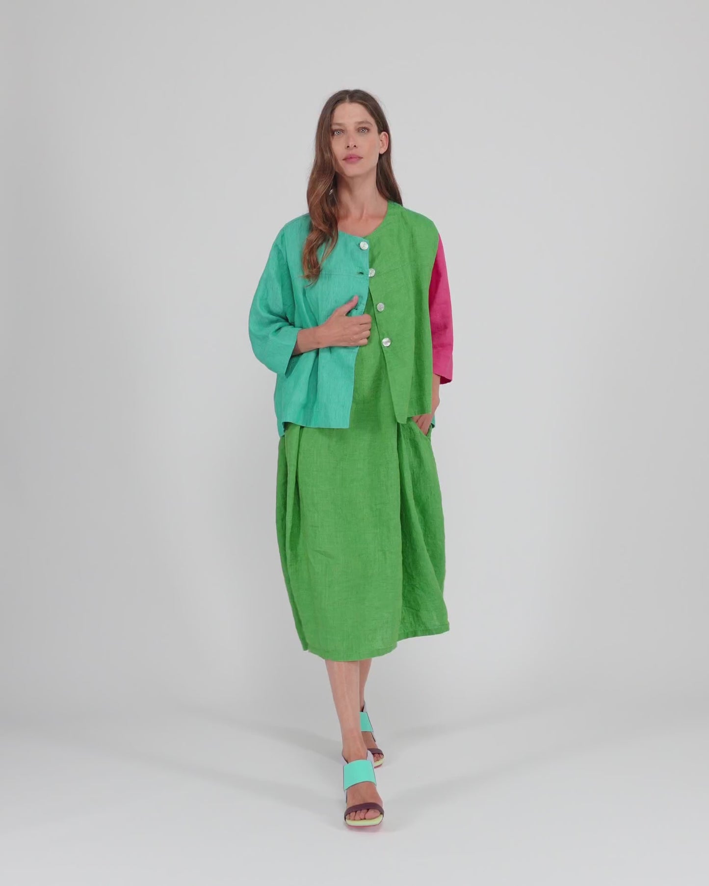 להעלות ולנגן וידיאו לגלריית צפיה, ז&amp;#39;קט פשתן קולורבלוק טרופיקל
