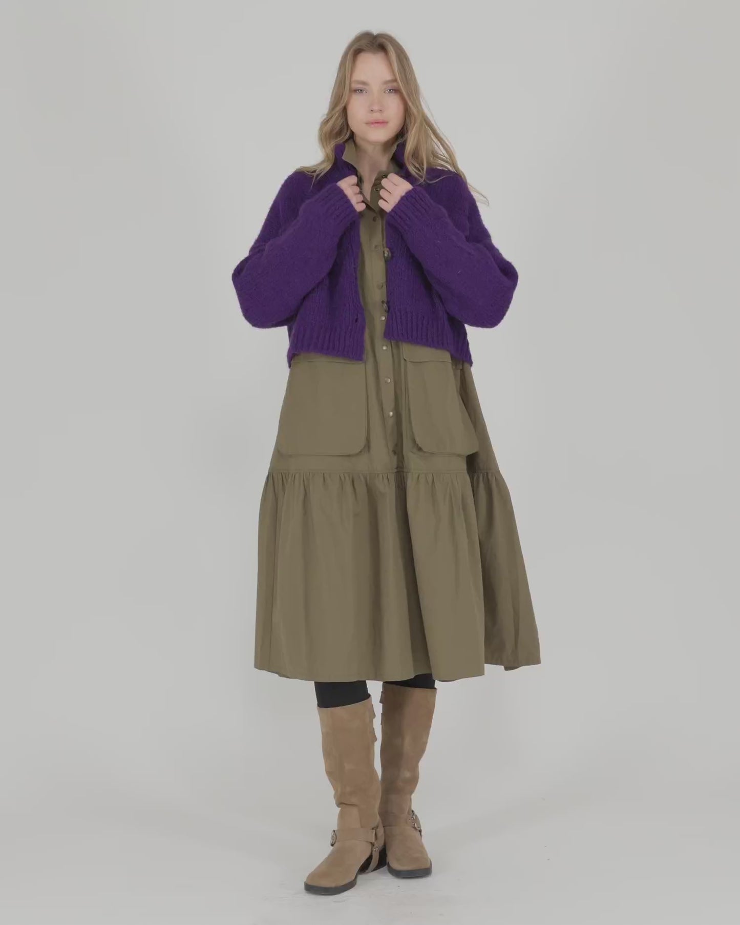 להעלות ולנגן וידיאו לגלריית צפיה, קרדיגן ז&amp;#39;קט כיסים סגלגל
