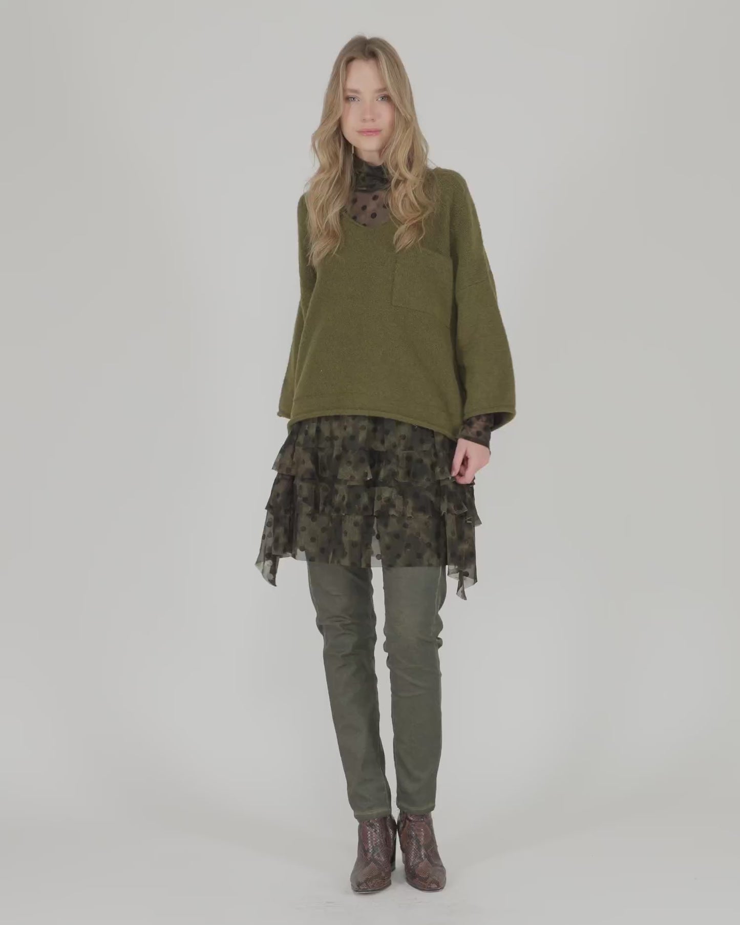 להעלות ולנגן וידיאו לגלריית צפיה, סוודר כיס חאקי
