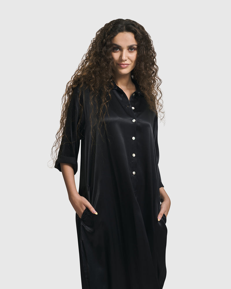 שמלה יוסף סאטן שחורה