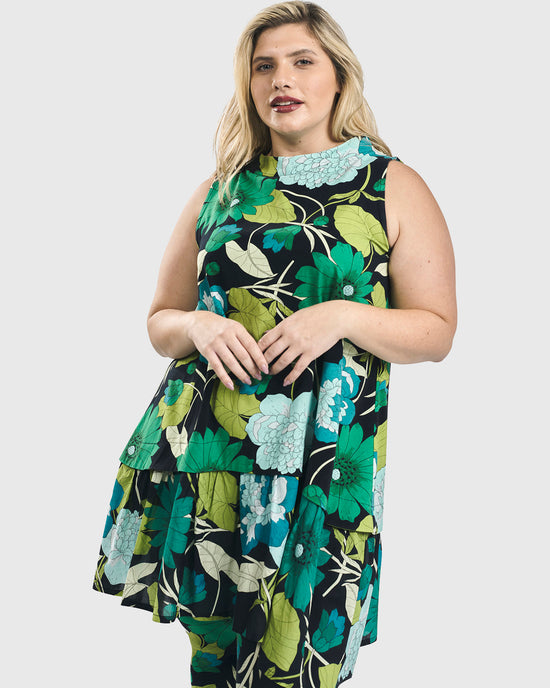 טוניקה תלתל פרח שחור